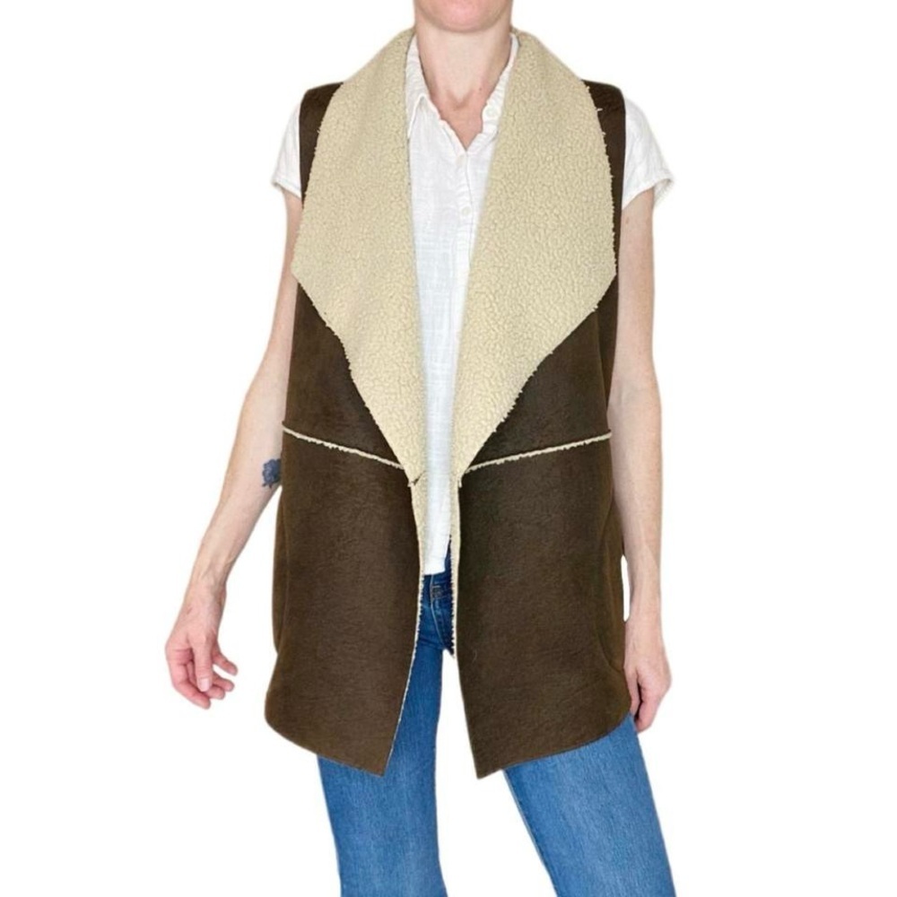 C&C California Brown & Tan Sherpa Lined Bohemian Winter Vest